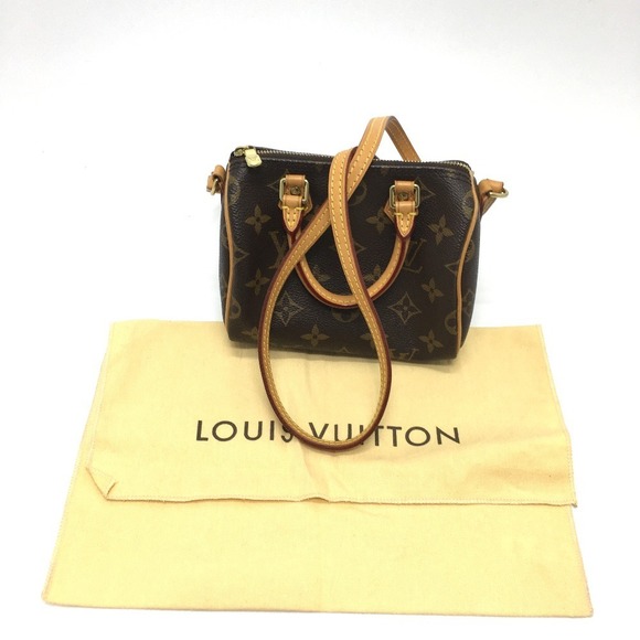 Louis Vuitton Monogram Nano Speedy Pochette Handbag Brown - Picture 1 of 9
